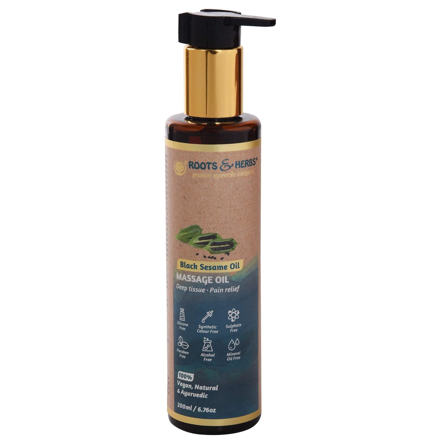 ROOTS AND HERBS Black Sesame Massage Oil Body Oil Massage oil for