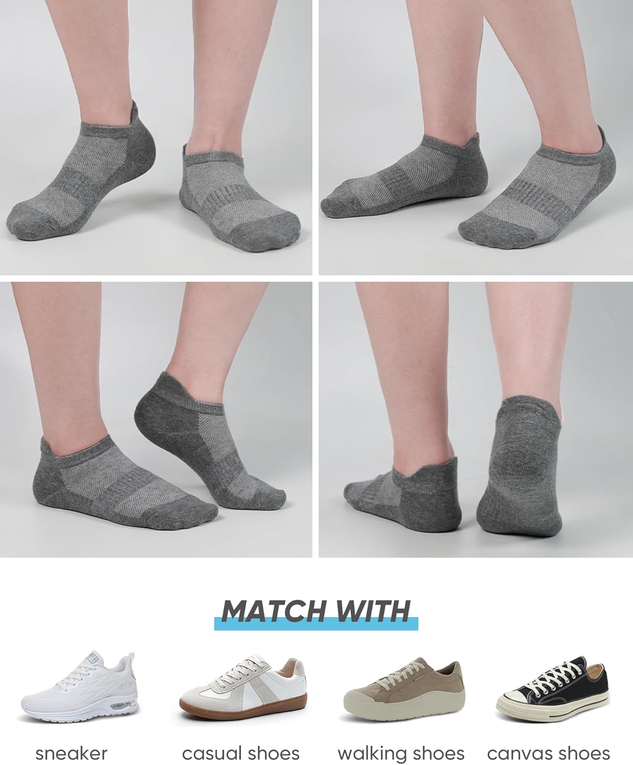 SIXDAYSOX Ankle Socks Womens Thin Breathable No Show Low Cut Cotton Socks 5 Pairs - Image 3