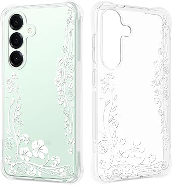 Floral Clear Case for Samsung Galaxy S25 for Women Girls,FL-12