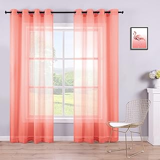 KOUFALL Coral Curtains 84 Inch Length for Bedroom Set 2 Panels Grommet F...