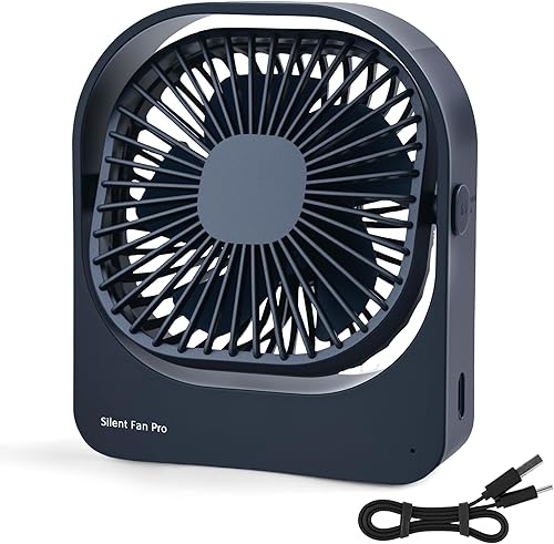 Ventilador silencioso de escritorio inalámbrico, rotación de 360, 3 ajustes de velocidad, ultra silencioso, de larga duración, ventilador de
