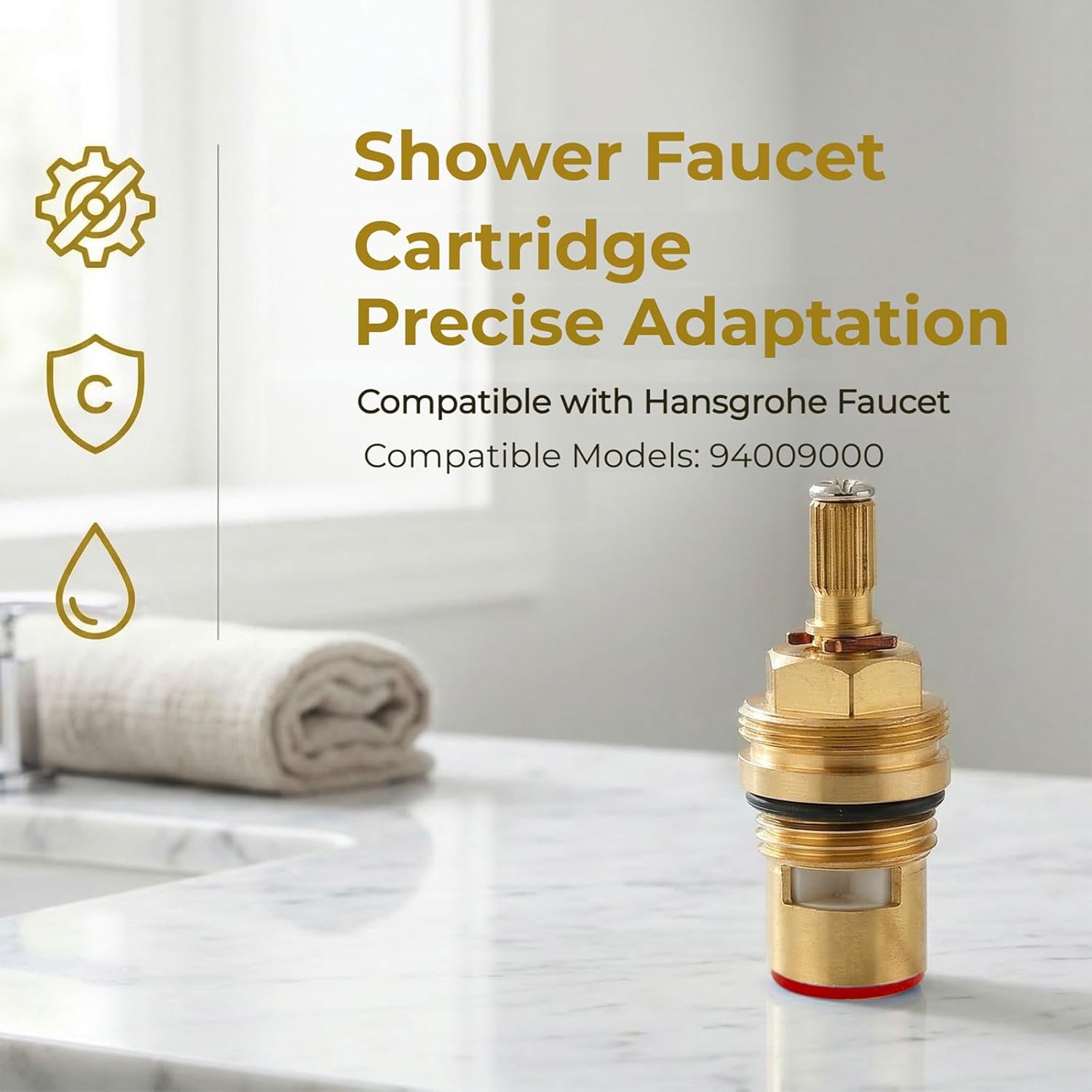 94009000 Faucet Cartridge for Hansgrohe,Hot Water Side Dedicated Replacement Cartridge for Kitchen & Shower Faucets (1 Pack)
