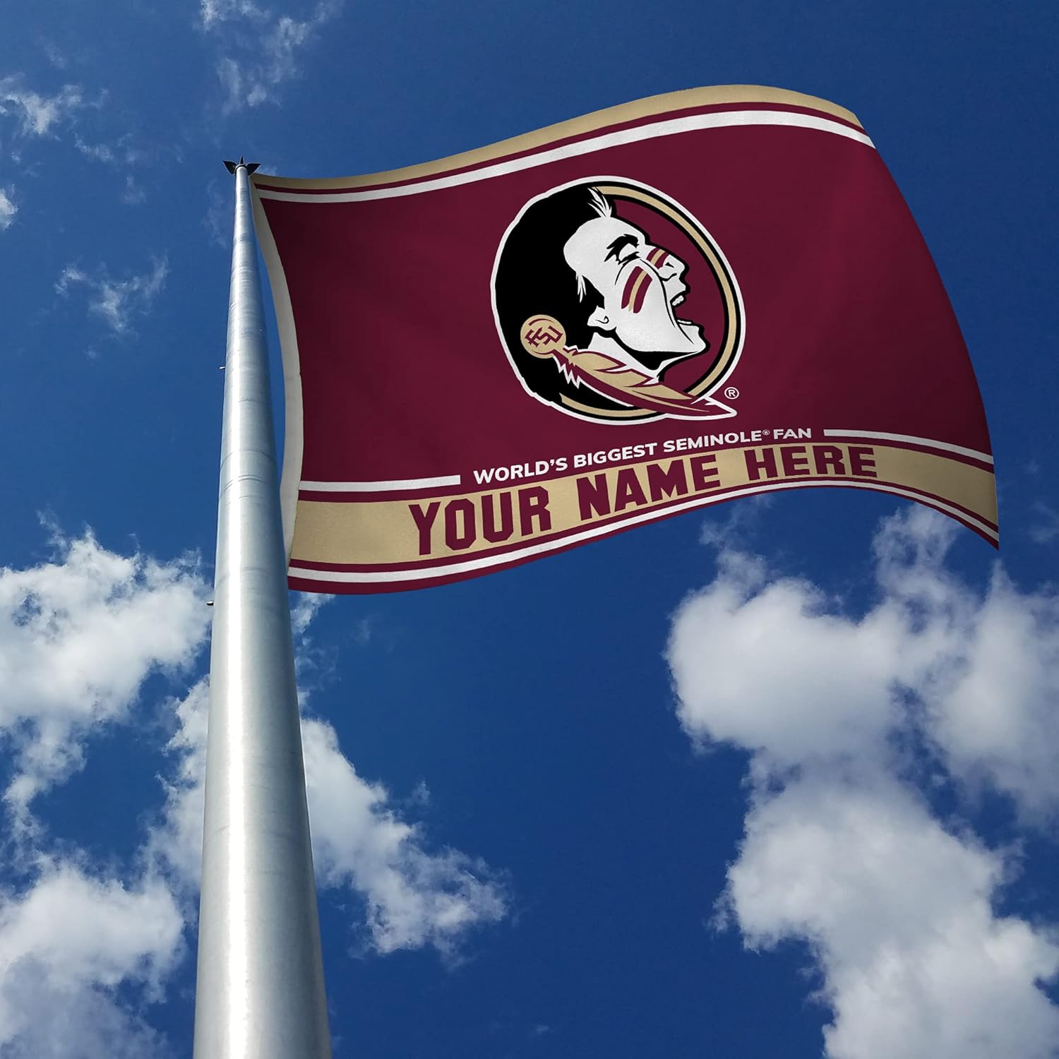 Rico Industries NCAA Florida State Seminoles Personalized - Custom 3' x 5' Banner Flag - Made in The USA - Indoor or Outdoor Décor