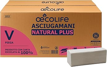 Natural Plus Folded Paper Towels, 3000 Sheets, 2 Ply, 100% Eco Friendly Recycled Paper (Natural/Havana), Interleaved Hand Wipes for Dispenser, Ultra Absorbent (25 x 23 cm)