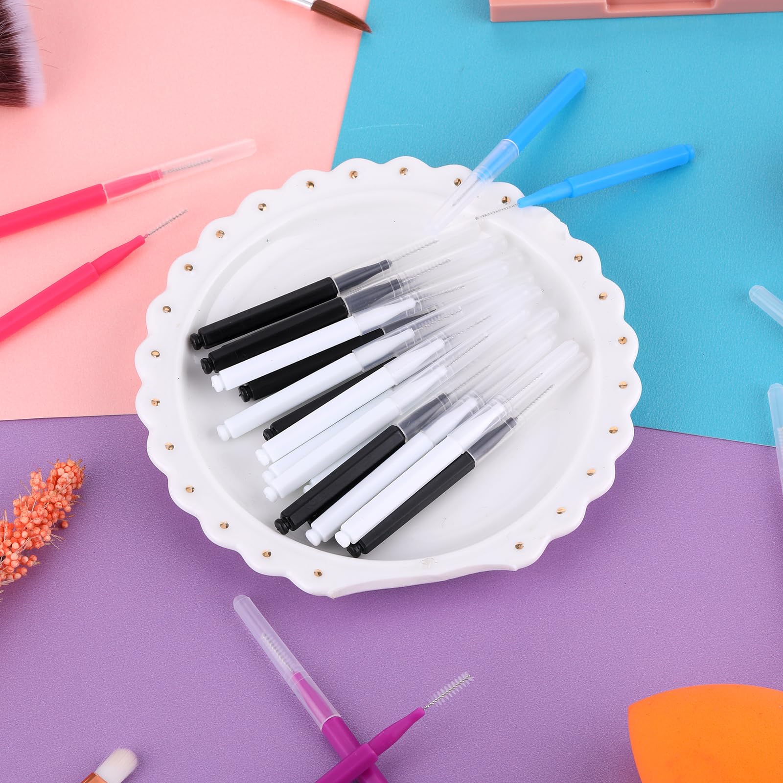 Prasacco Lot de 50 micro-brosses à sourcils et cils - Peigne multifonction pour plastification des sourcils et levage de cils - Outils d'extension