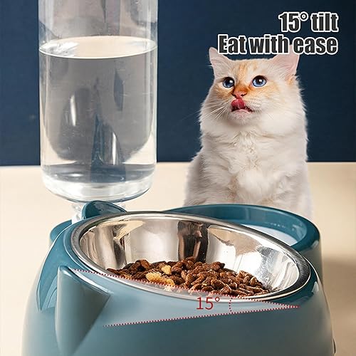 Miniatura 2 de Juego combinado de alimentador automático de mascotas y dispensador de agua dos en uno, dispensador de agua lavable para mascotas, gatos, perros y