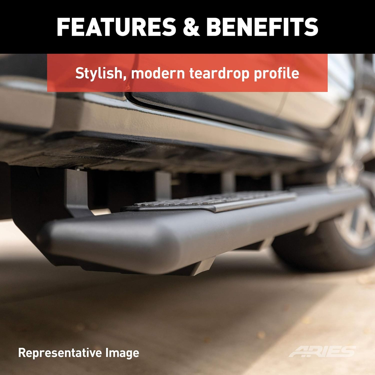 ARIES 2558046 AscentStep Black Steel 5-1/2 x 91-Inch Truck Running Boards, Select Chevrolet Silverado, GMC Sierra 2500, 3500 HD
