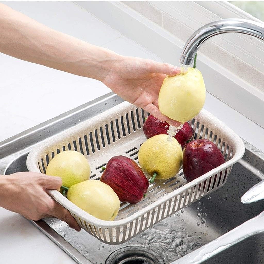 Square Colander Strainer, Multi-Function Drain Rack for Vegetables, Fruits and Cutlery, Dish Tub for Kitchen Outdoor Travel Camping(A)