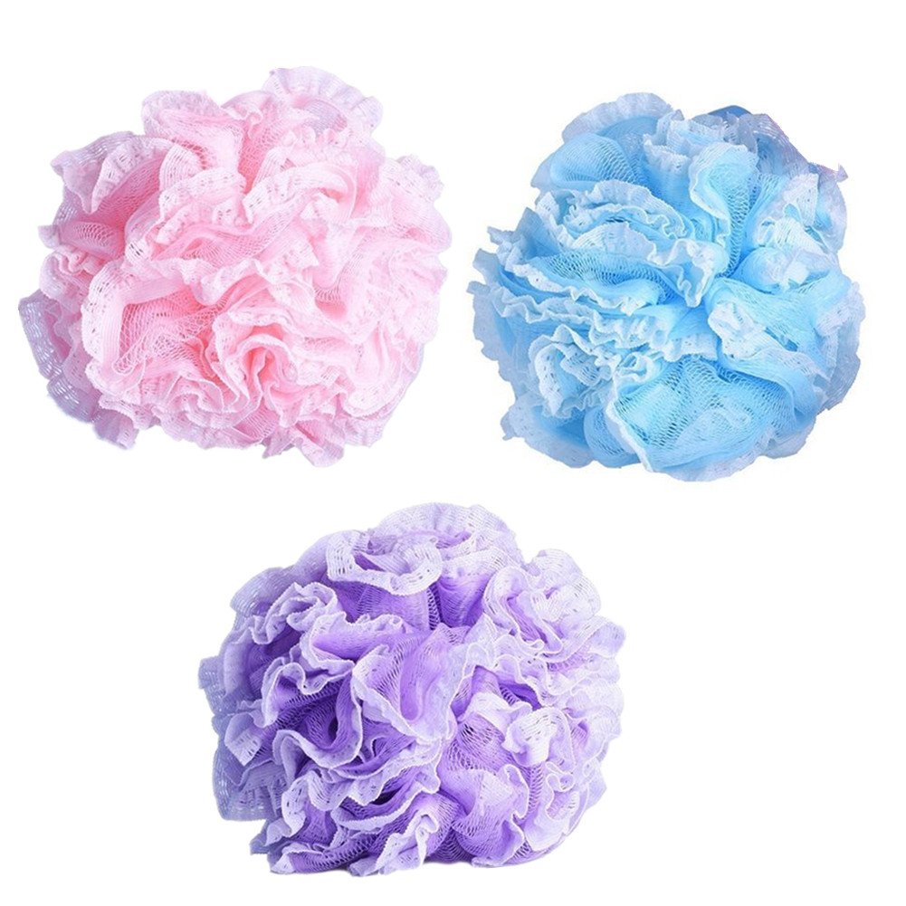 Toruiwa 3X Fleur de Douche Eponge de Massage Exfoliante en Nylon Couleur Aléatoire