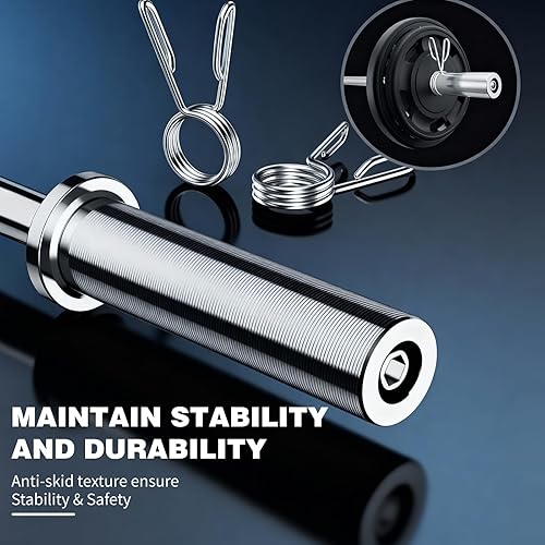 Miniatura 5 de Barra olímpica de 4 pies para entrenamiento de fuerza y levantamiento de pesas olímpico, ajuste de placa de peso estándar de 2 pulgadas para