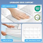 Surmatelas en mousse à mémoire de forme à double couche de 4 pouces taille reine, 2 pouces de mousse à mémoire de gel et 2 pouces de surmatelas en peluche pour soulager le mal de dos, poche élastique profonde, soutien moyen, blanc