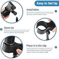 Vista 7 de Paquete de 2 clips de micrófono, clip de micrófono duradero y ajustable para soporte, compatible con micrófonos de gran diámetro para escenario