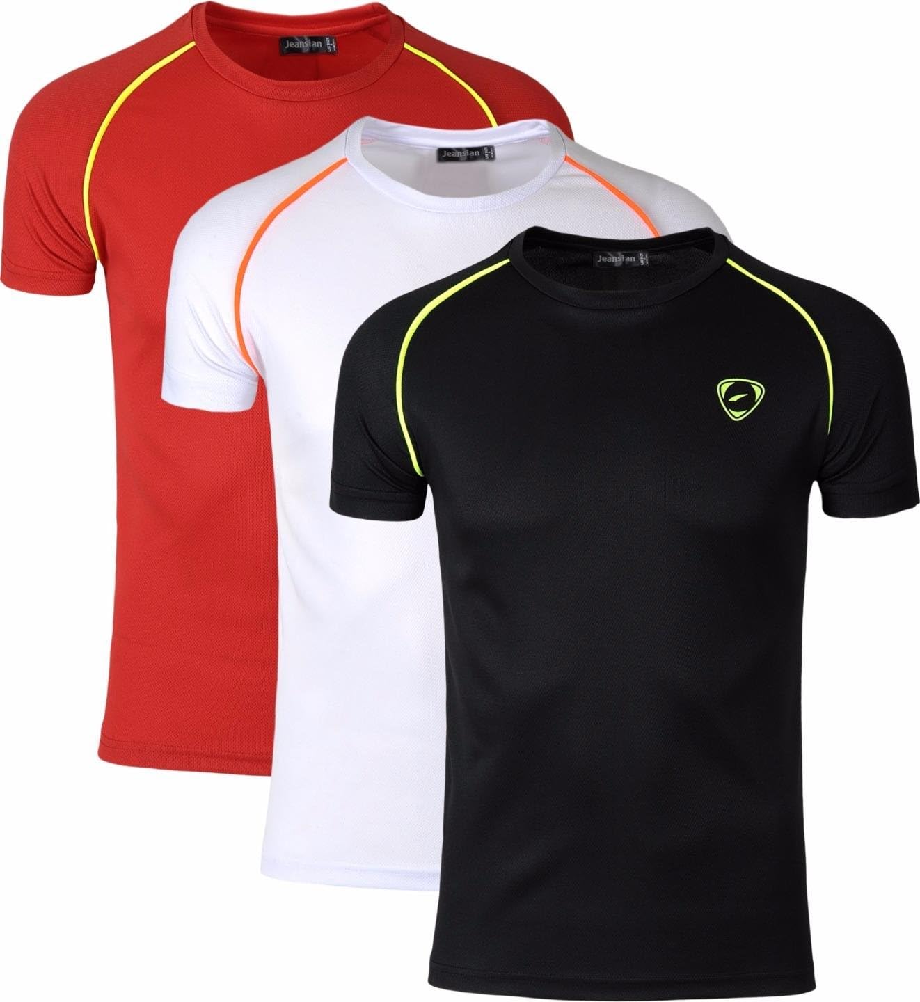 3 Pack Men's Activewear T-Shirt Sport Tee Shirt Athletic Running Gym Workout Tshirt Golf Tennis Tops Quick Dry LSL133