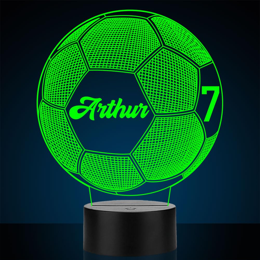 Luz nocturna de fútbol con nombre personalizado, lámpara de mesa personalizada para niños, niños, hijo o nieto, idea de regalo para cumpleaños, Navidad, Año Nuevo
