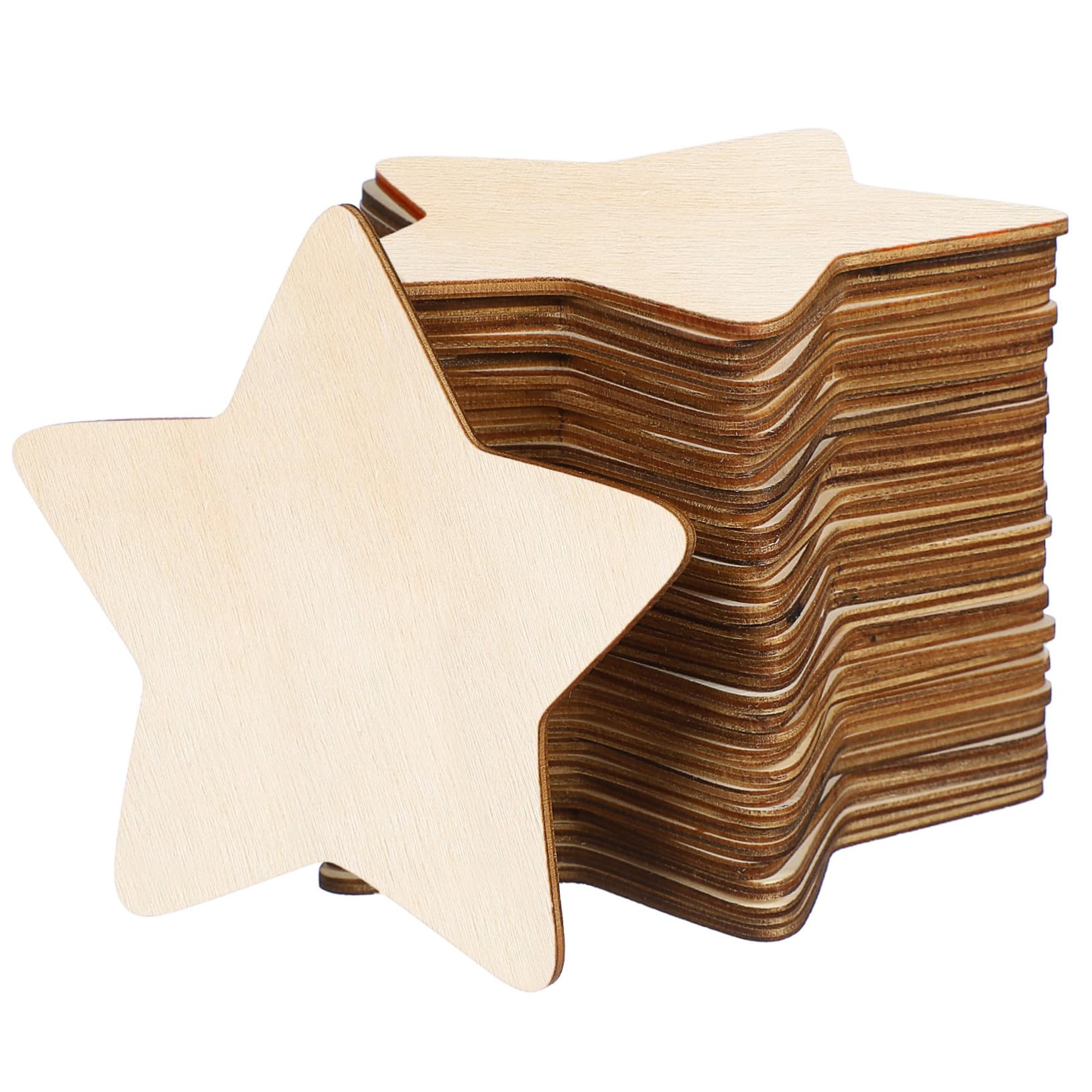 50pezzi Stelle Legno Fai Da Te Naturali Per Progetti Artigianali e Decorazioni Natalizie