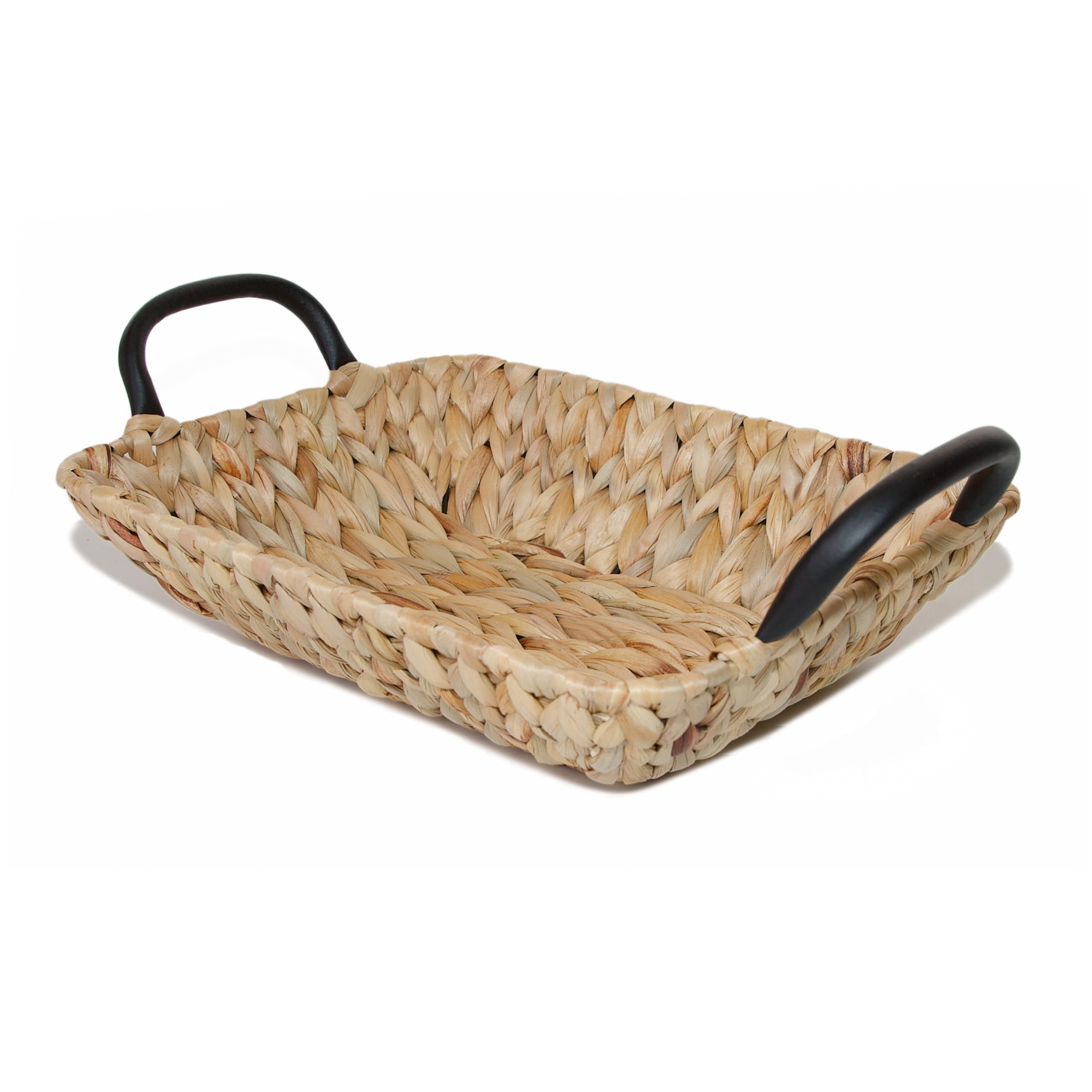 Wickerfield Natural Small Wicker Storage Baskets For Hampers, Shelves, Bathroom Storage, Woven Rattan Basket With Handles, Wicker Tray, Shallow Basket Tray, Water Hyacinth, Seagrass Trays (Rectangular, Small)