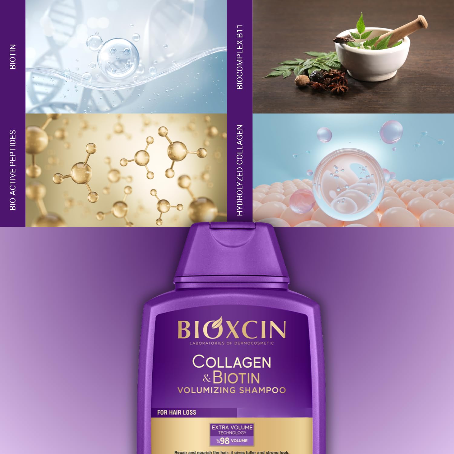BIOXCIN Collagen & Biotin Anti-Hair Loss Shampoo 3-Pack 300 mL