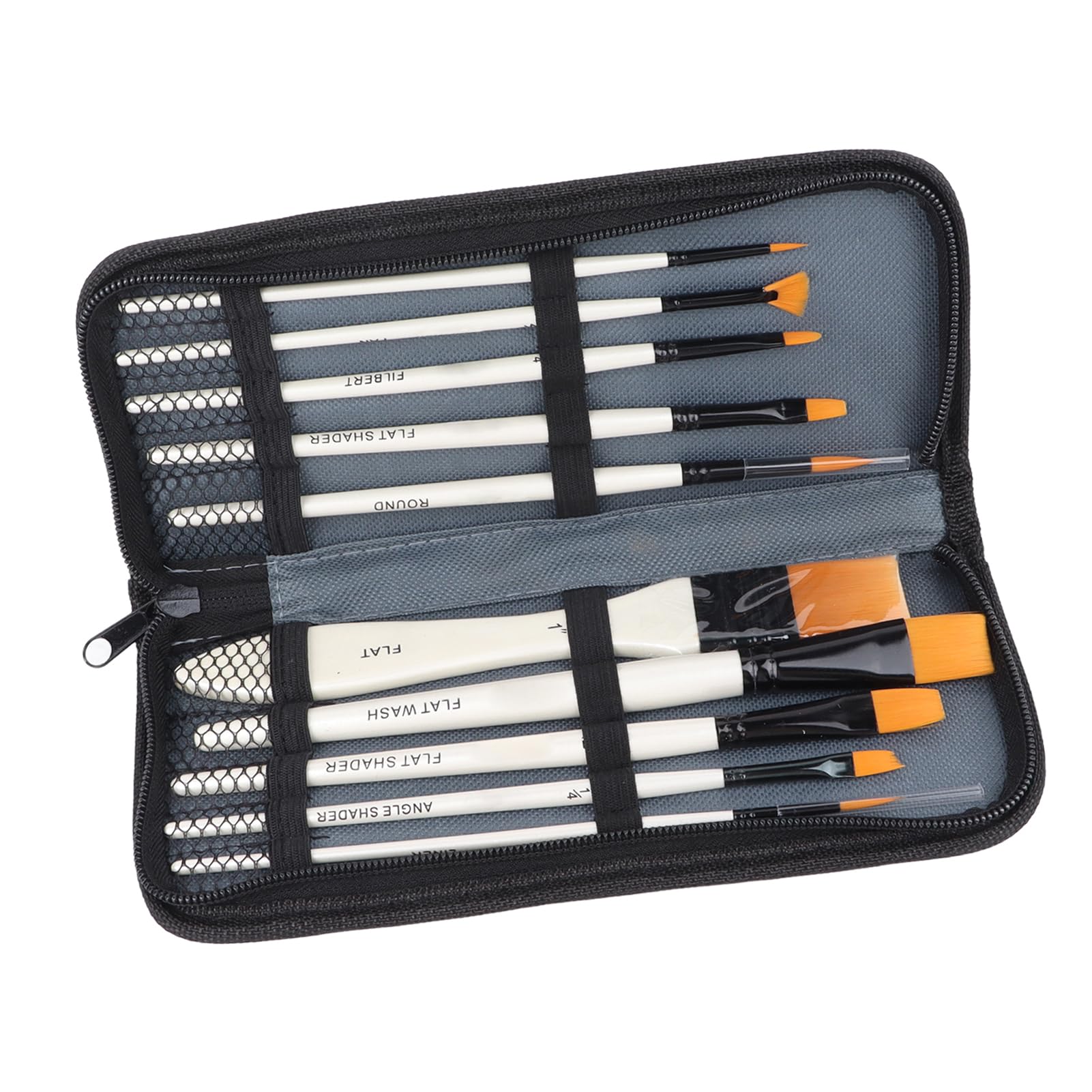 EMUKOEP Juego de Pinceles de Pintura para Artista Profesional, 10 Uds., para Gouache, Pintura Al óleo, Tamaño Marcado, Bolsa de Almacenamiento Incluida, Material: Madera, Lienzo