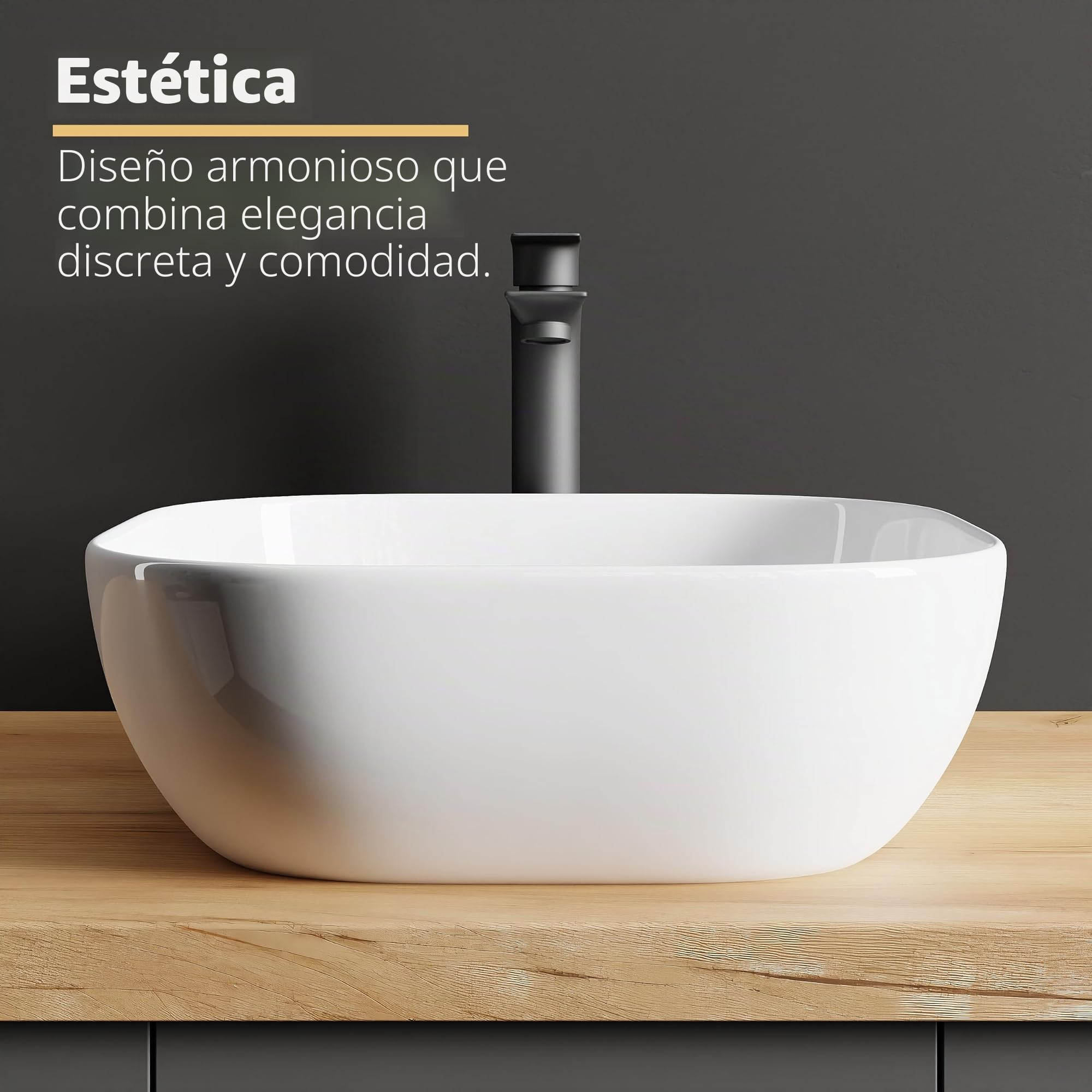 Planetmöbel Grifo de baño negro con mezclador monomando para lavabo de baño moderno