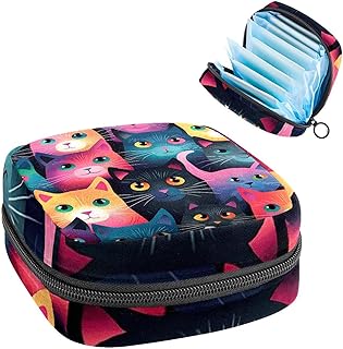 RODAILYCAY Period Bags for School, Sanitary Napkin Storage Bag for Feminine Pads, Cat Ladies Menstrual Cup Pouch Sanitary Pads Organizer