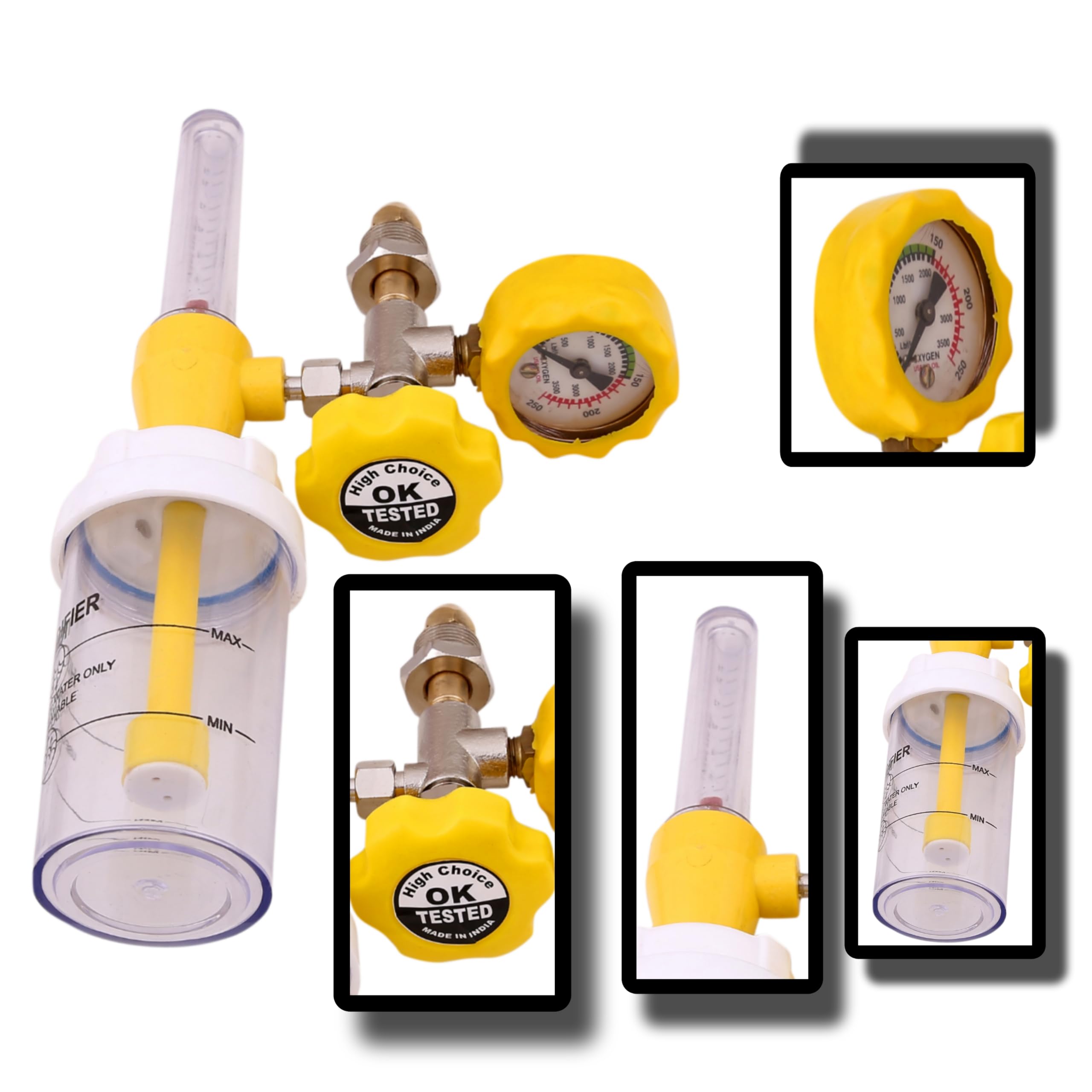 Amaan Oxygen Flow Meter With Humidifier Bottle || Flowmeter For Oxygen Cylinder Humidifier Bottle o2 Regulator || Oxygen Flow Meter With Fine Adjustment Valve - Image 2 thumbnail