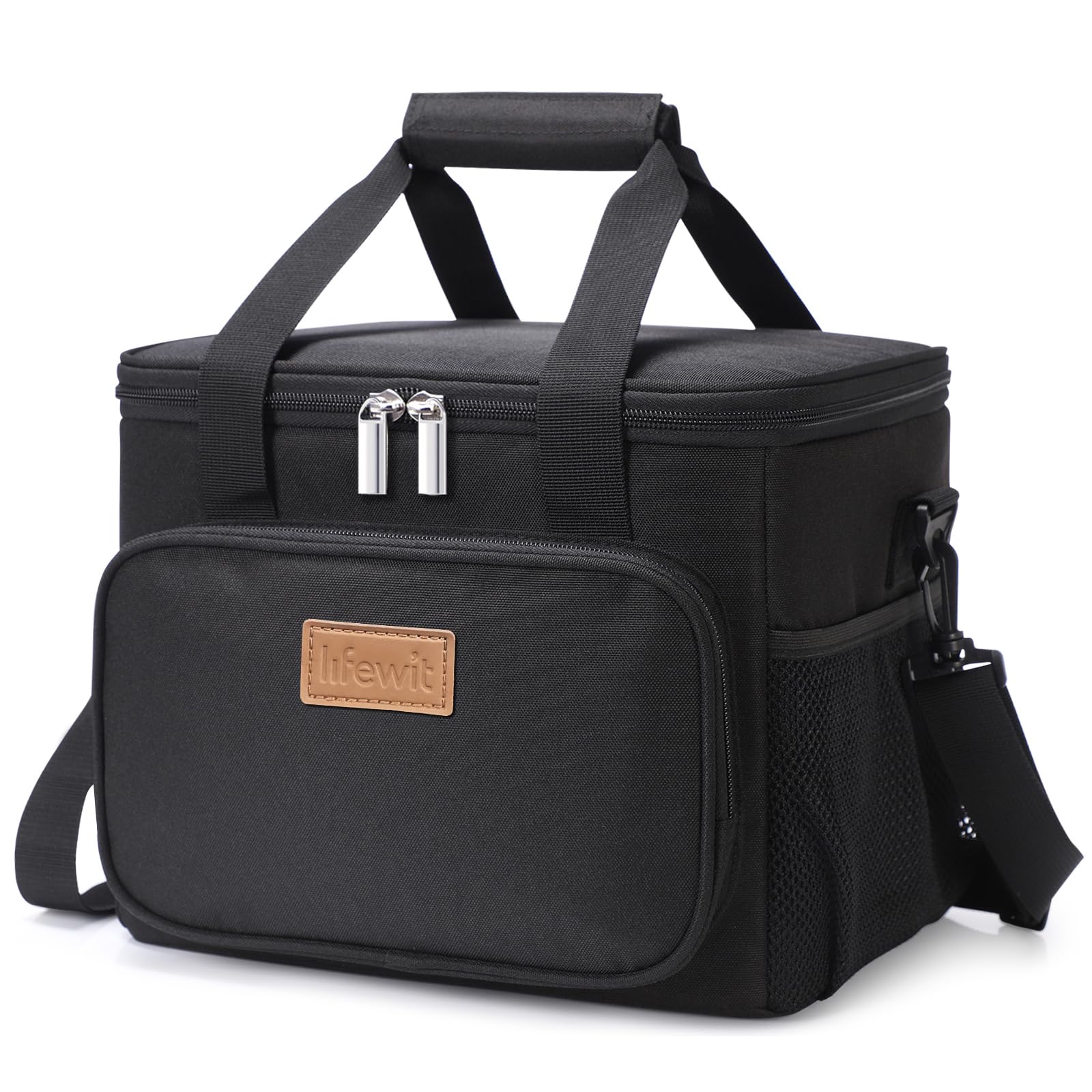 Lifewit Medium Lunch Bag Insulated Lunch Box Soft Cooler Cooling Tote for Adult Men Women, Black 12-Can (9L)Recycled Claim Standard 100