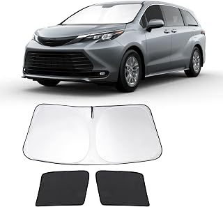 3PCS Car Window Shades Front Windshield Sun Shade Foldable Window Shade Custom Fit for Toyota Sienna 2016-2026 Accessories Car Shades for Front Windows Anti-UV Rays Block Heat