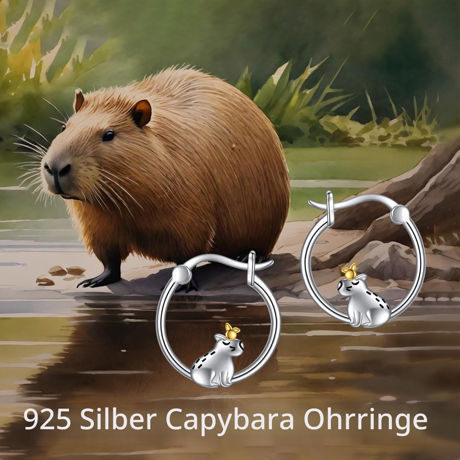 POPLYKE Eule/Pinguin/Capybara/Ente/Schmetterling/Octopus/Berg/Meerschweinchen Ohrringe für Frauen Sterling Silber Hoop Earrings Tierschmuck Geschenk für Mädchen