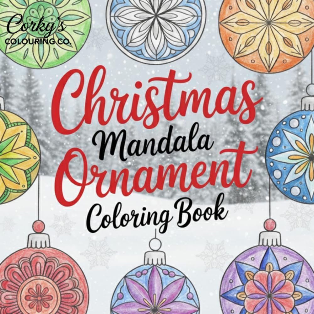 Christmas - Mandala Decorations and Snowflakes Coloring Book!: Inspired drawings for calming Adults and teens (Corky's Colouring Co. Colouring Books)