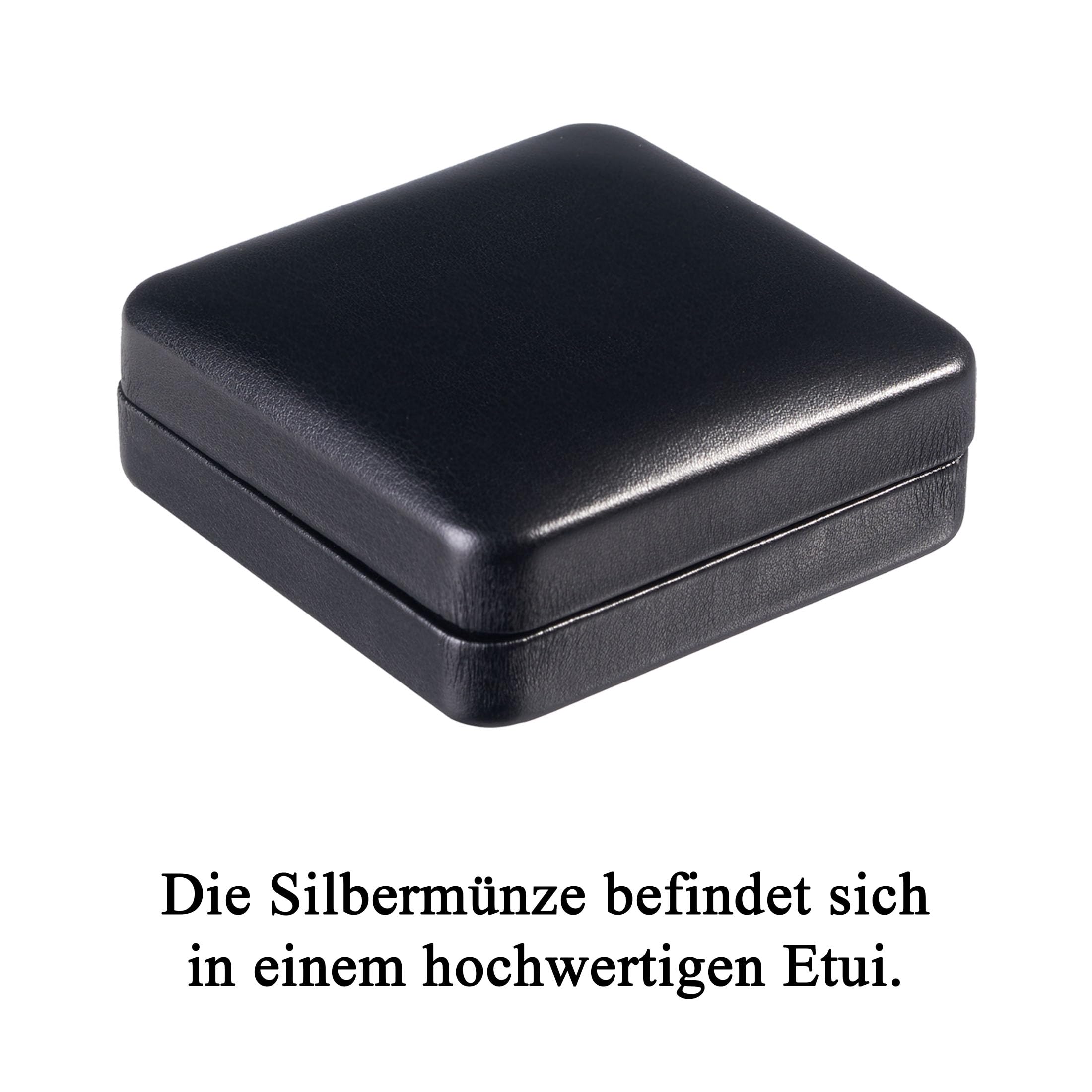 Silbermünze 1 oz Krügerrand | Aktueller Jahrgang | Feinsilber 999 | In Münzkapsel & schwarzem Etui | Inkl. Grußkarte und Echtheitsgarantie | Geschenk & Sammlermünze