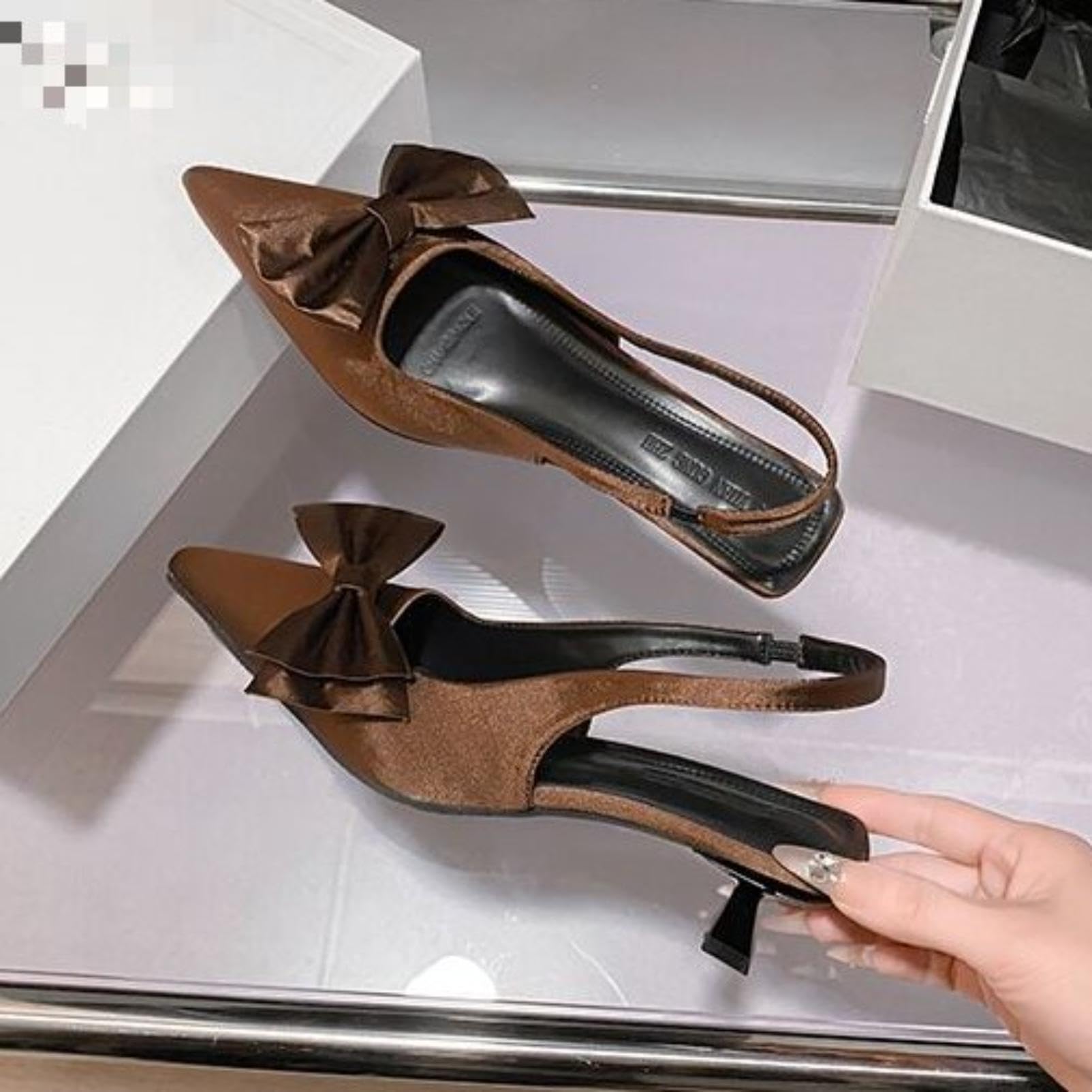 Generico Décolleté Donna Slingback a Punta con Fiocco e Tacco Basso