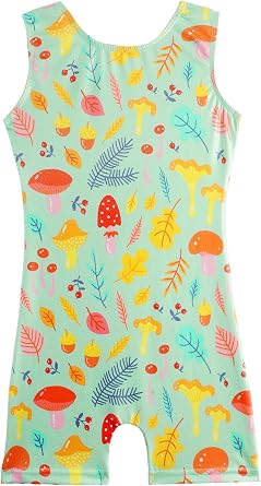 Alakuoti Leotard for Girls Gymnastics with Shorts Toddler Unitard Biketard Clothes Cute Floral Plant 2-10 Years