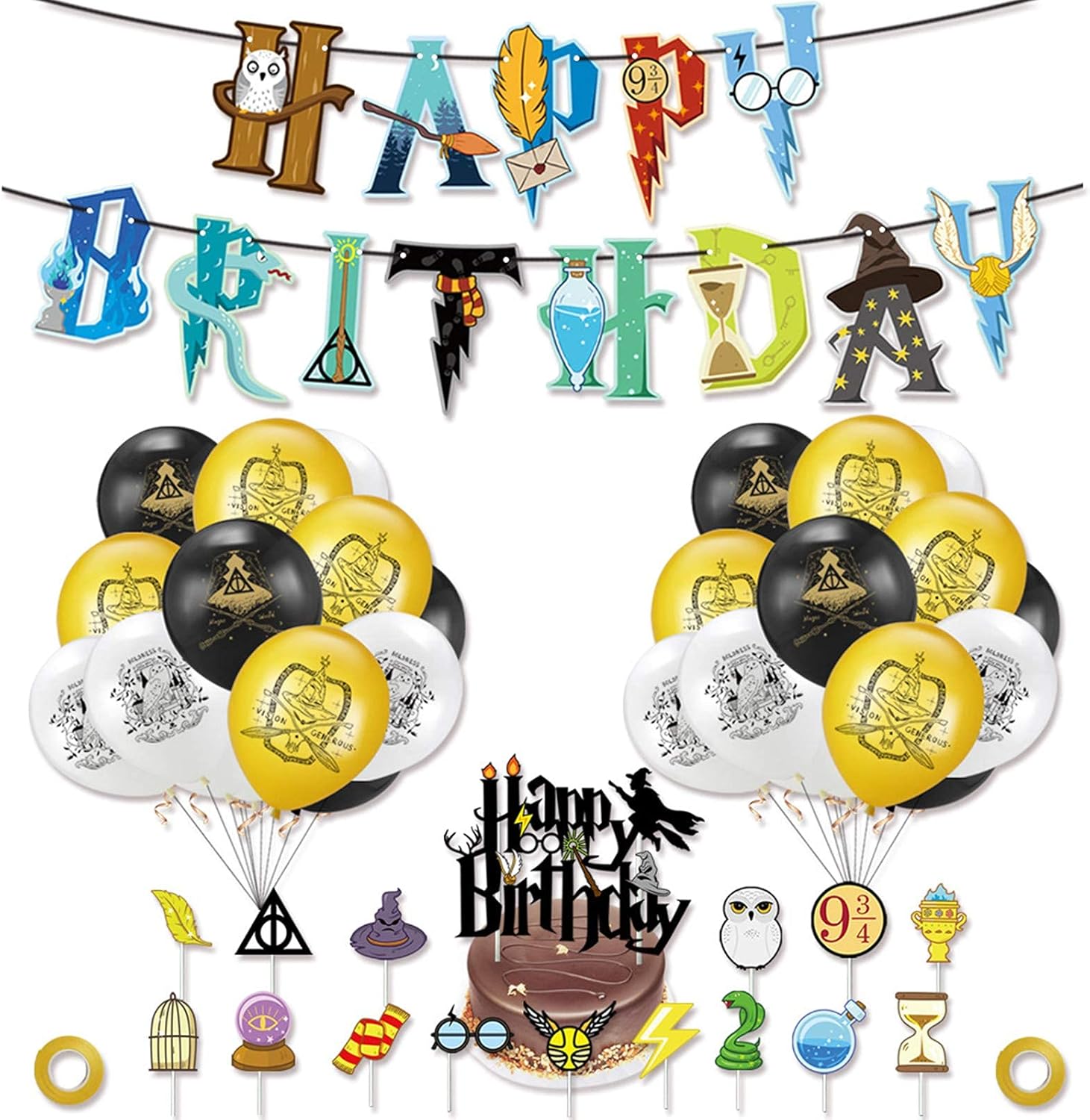 T Y G F 39枚セット ハリーポッター 誕生日 飾り付け 子供 Happy Birthday バナー ケーキトッパー 風船 キャラクター飾り ラテックスバルーン 数量限定 パーティー飾り付け 雰囲気 お祝い パーティー用品 T Y G F 39枚セット ハリーポッター 誕生日 飾り付け 子供 Happy Birthday バナー ケーキトッパー 風船 キャラクター飾り ラテックスバルーン 数量限定 パーティー飾り付け 雰囲気 お祝い パーティー用品