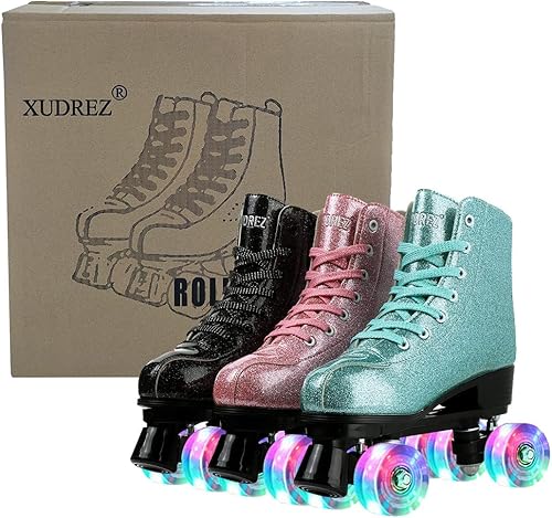 Miniatura 6 de Patines de ruedas para mujeres y hombres, de piel sintética brillante, zapatos de patinaje de alta calidad para principiantes, patines clásicos de