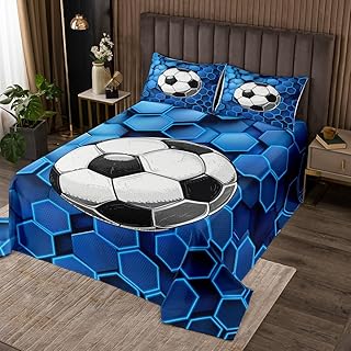 Homemissing Juego de ropa de cama con diseño geométrico de colmena y 2 fundas de almohada, diseño de panal de abeja, color azul, tamaño King, para niños y adolescentes
