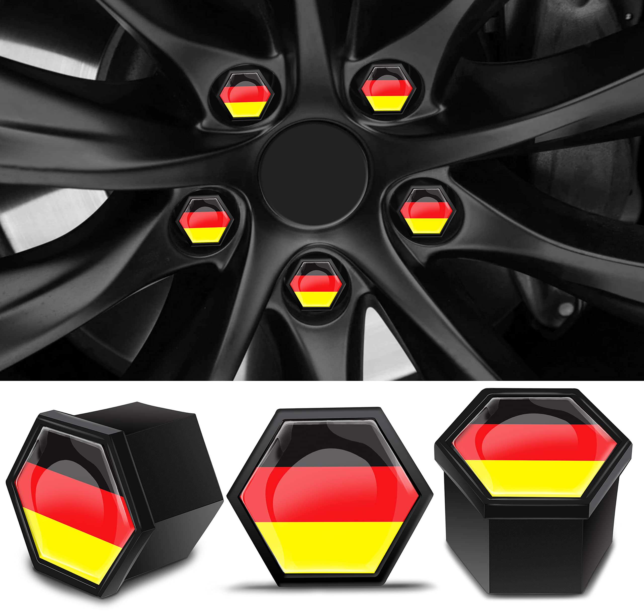 SkinoEu Wheel Nut Covers Locking Bolt Caps Universal Germany Flag 17mm NB 31