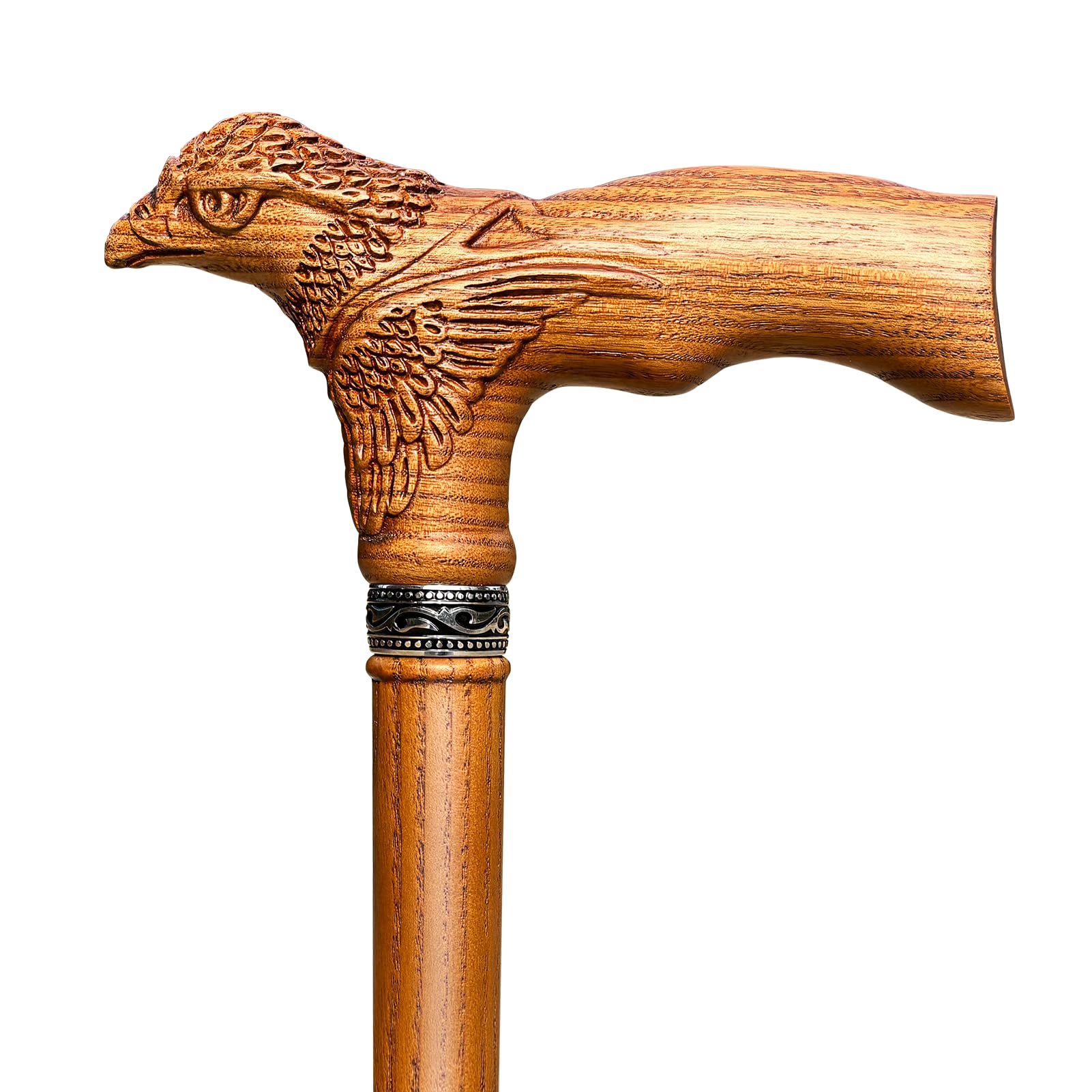 Bastón tallado a mano de madera tallado en águila, ergonómico, elegante, bastón de madera para hombre y mujer, capacidad de carga de hasta 181 kg, bastones estables para personas mayores para