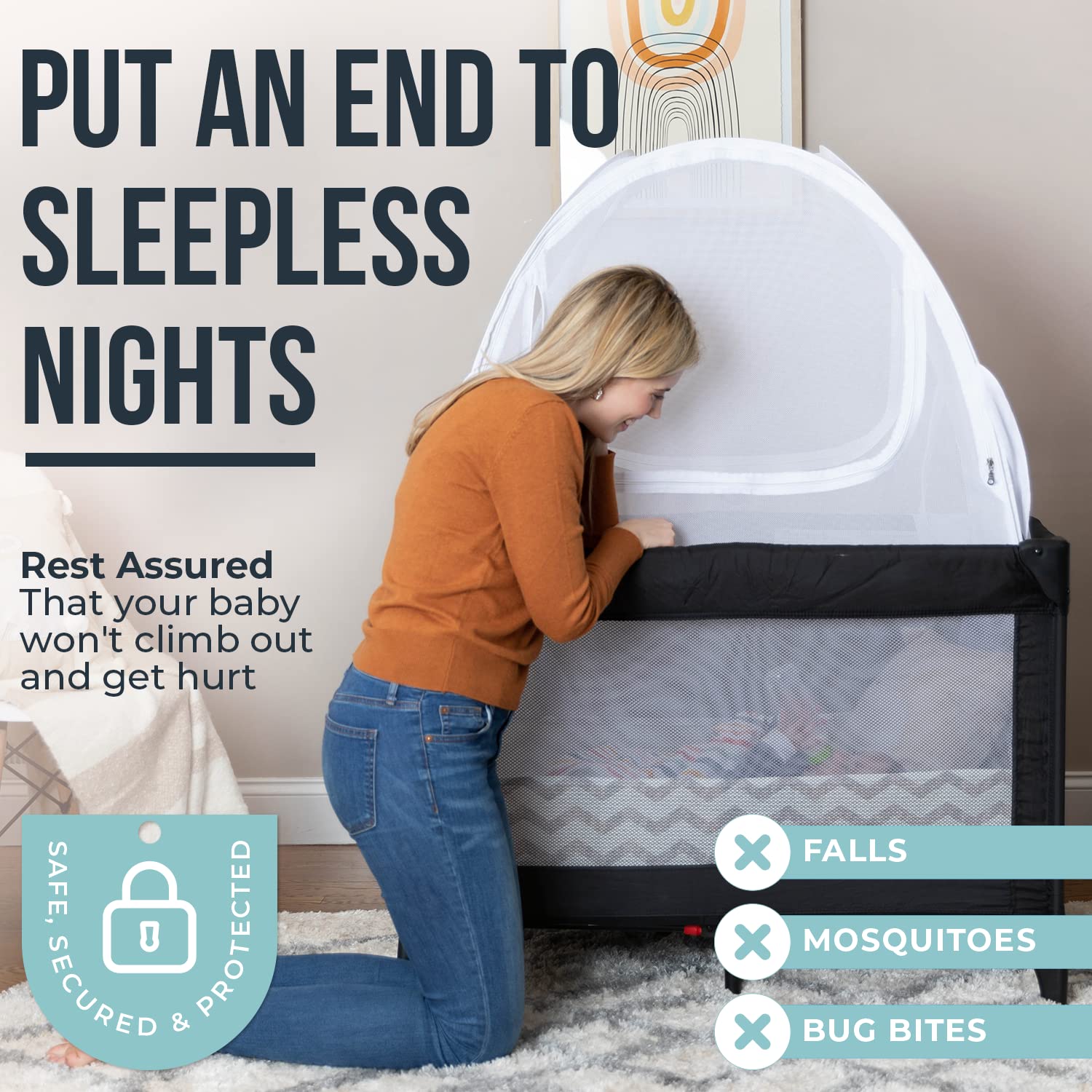 Crib Tent for Pack â€˜N Play by Pro Baby Safety Premium Mini Crib