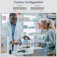 Vista 6 de Eyoyo Escáner de código de barras 2D de mano con soporte de cuello de cisne, escáner automático de código QR con cable USB, lector de código