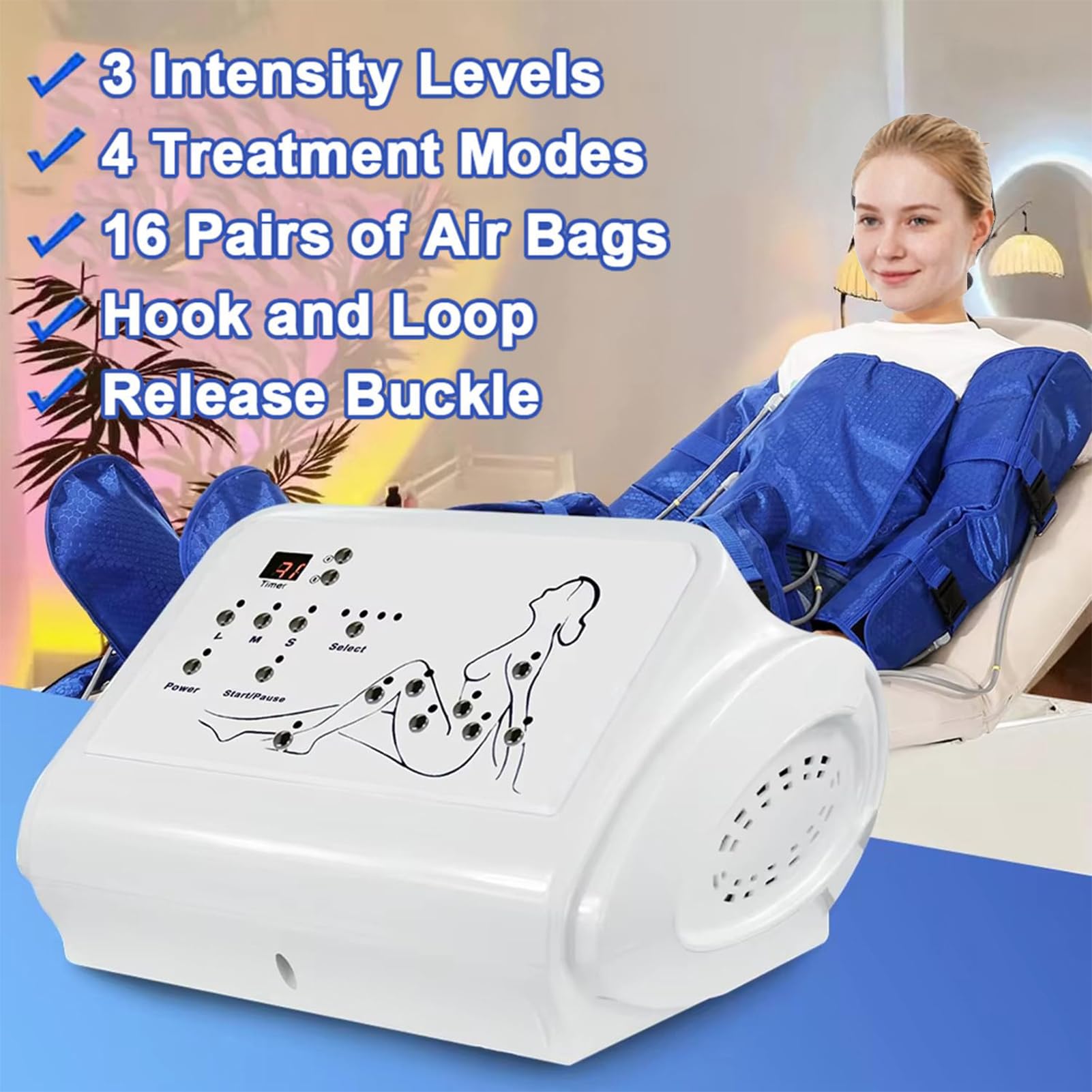 Botas Presoterapia Profesionales, Presoterapia Piernas y Abdomen para Casa | Máquina Profesional con Compresión de Aire para Piernas y Abdomen, Drenaje Linfático, Masaje Ajustable y Uso Cómodo en Casa