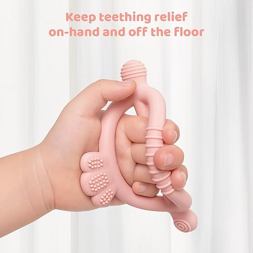 Miniatura 5 de SHARE&CARE Paquete de 3 anillos de dentición de jirafa de silicona sin BPA, alivio del dolor calmante y desarrollo oral saludable, para niños