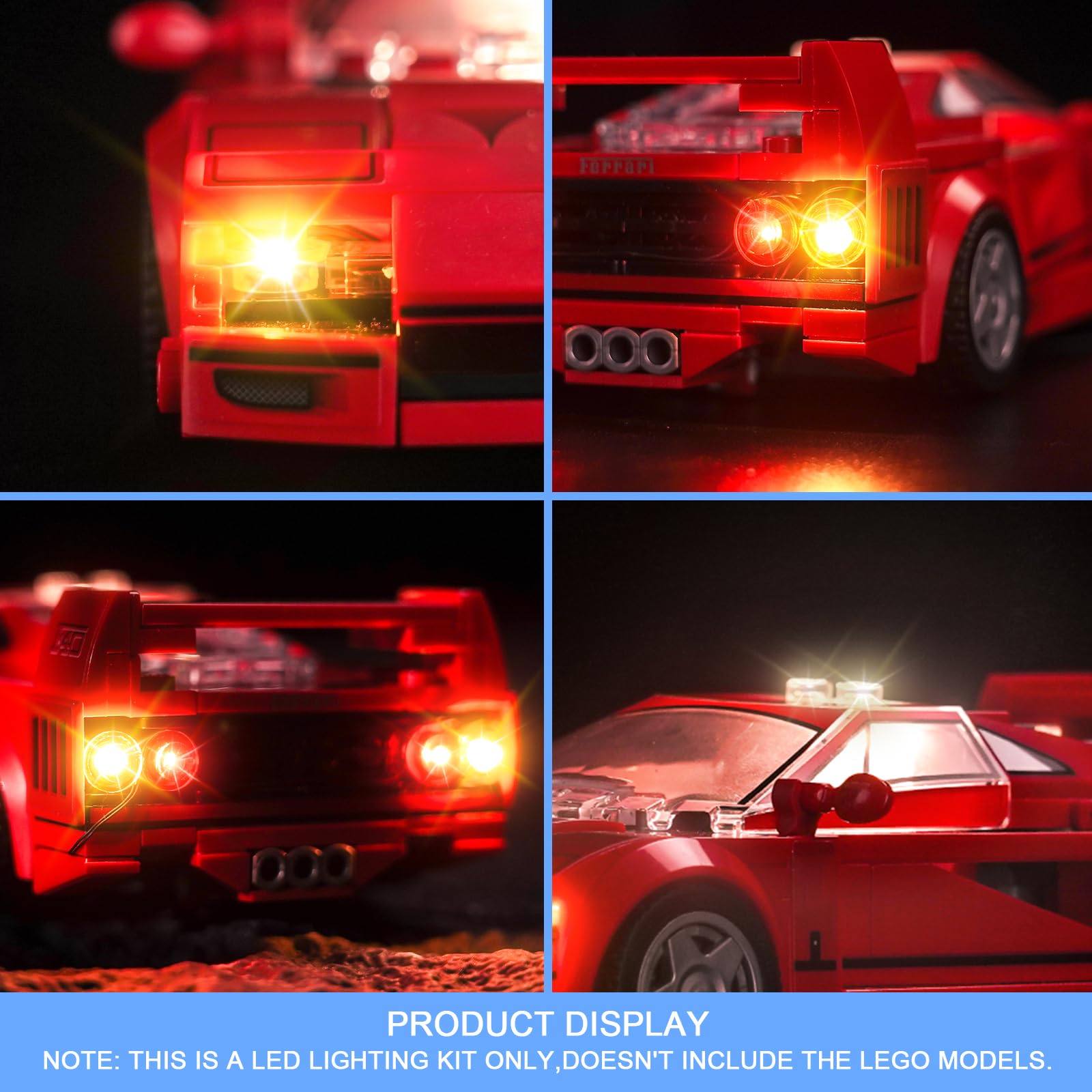 Light Kit for Lego Ferrari F40 Supercar, Lighting Set for Lego 76934 Speed Champions Ferrari F40 Supercar Set - Image 4