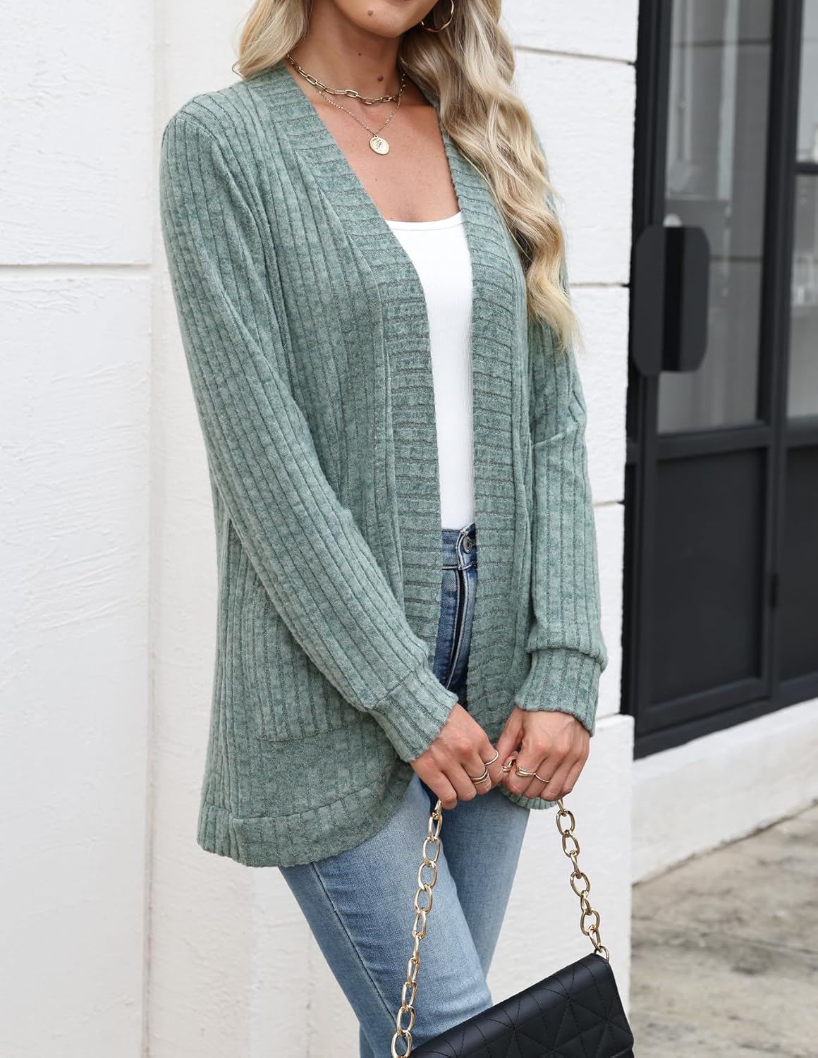 Halife Women's Fashion Cardigan Sweaters Lightweight Open Front Long Sleeve Casual Thin Cardigans with Pockets - Image 3