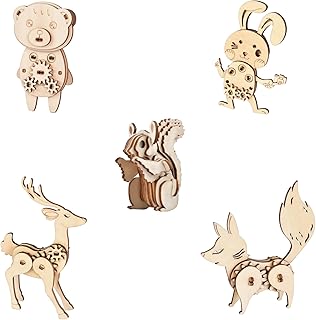 Wooden Animal Puzzles for Ages 8+, 5 Pack 3D Wooden Puzzles for Kids, STEM Kits for Kids Adults Teens, STEM Toys DIY Art Projects, Wood Model Crafts Kit, Educational Gifts Toys - Woodland Frens