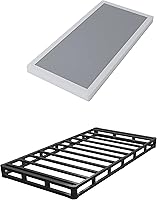 Vista 9 de Somier individual de perfil bajo, somier de 3 pulgadas para cama de tamaño individual, base de cama resistente, base de colchón de metal, fácil
