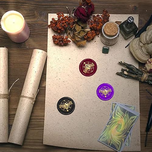 Miniatura 5 de CRASPIRE Sello de cera de abeja de 1.181 in con cabeza de latón extraíble, sello de cera de sellado de círculo mágico, sello de fase lunar con mango