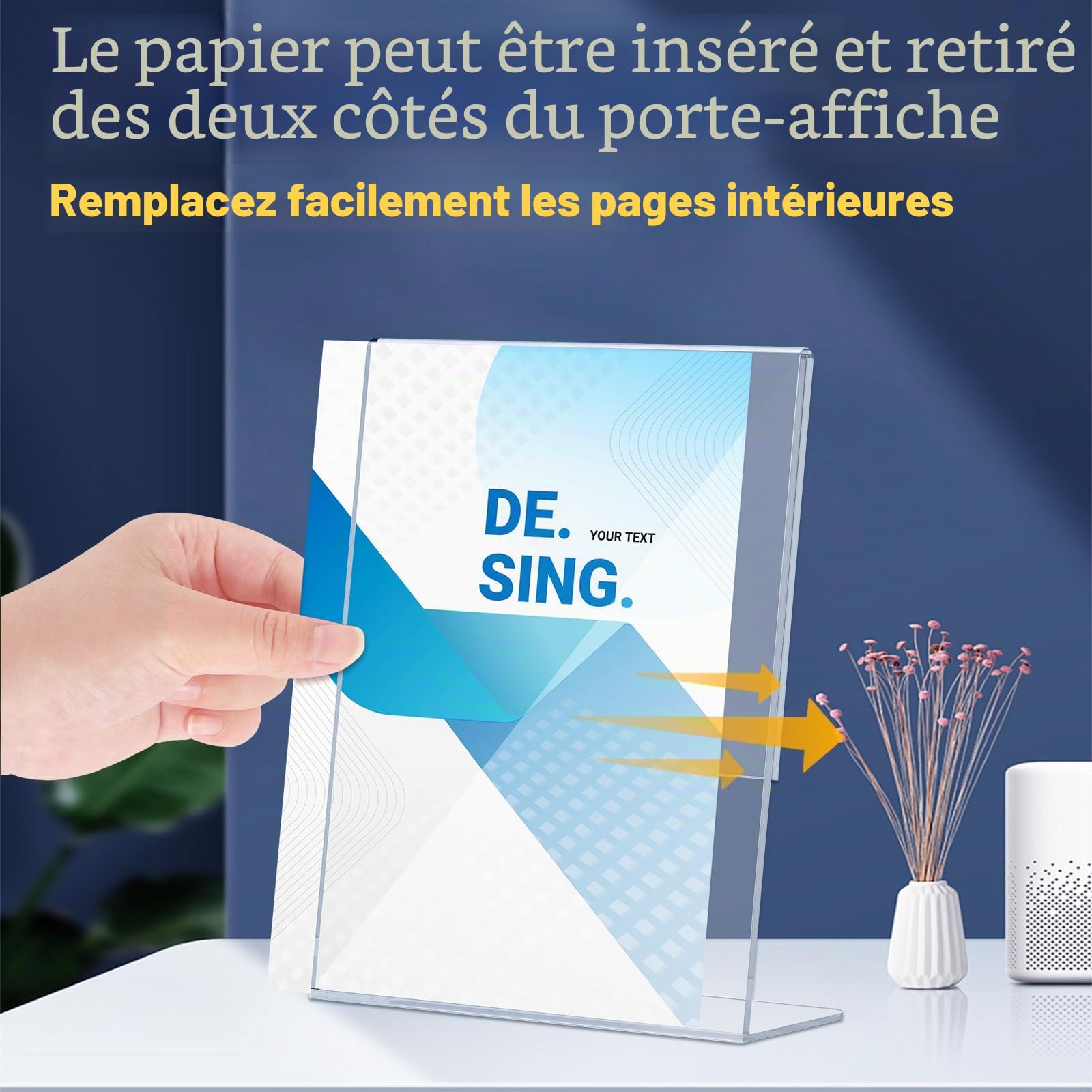 Porte Affiche A4, 4 Présentoirs Flyer Acrylique, Porte Documents A4 Incliné Transparent, Porte Nom Table pour Restaurant, Bureau, Magasin, Comptoir