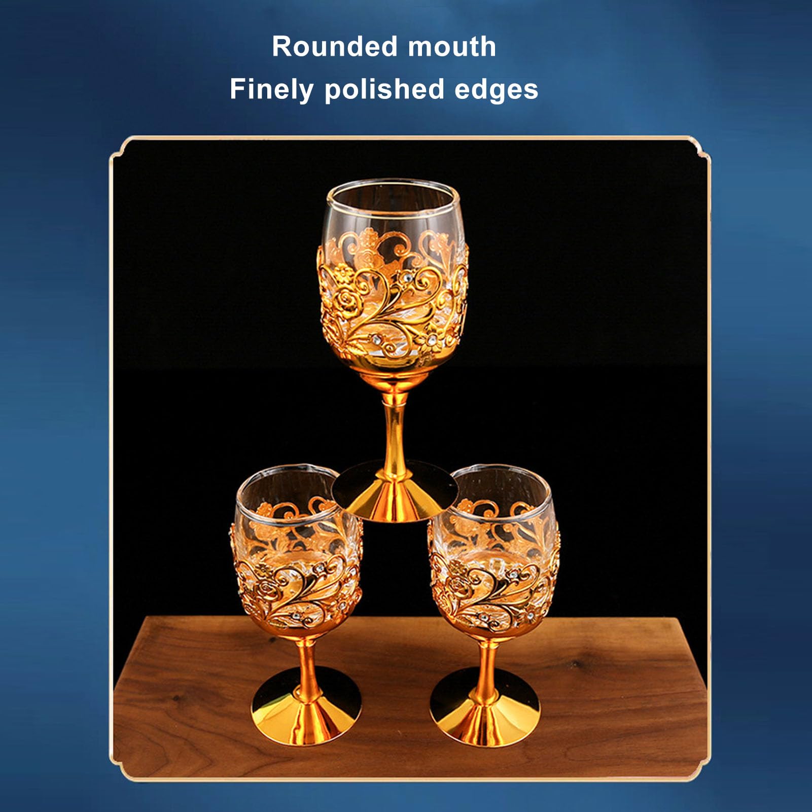 6 Bicchieri da Vino in Metallo per Feste, Calici a Bocca Arrotondata con Stelo Goffrato, Set di Bicchieri da Vino, Bicchieri da Champagne, Bicchieri da Cocktail per Feste di Nozze, Degustazion