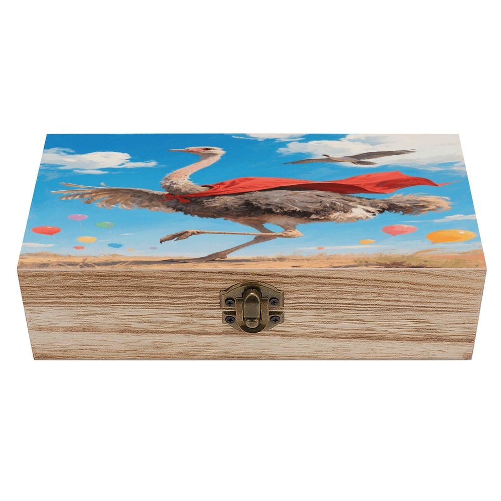 VstaDank Ostrich Wooden Storage Box Decorative Jewelry Case with Lids Exquisite Wood Box Letters Gifts Acacia Wood Boxes Fashion Wooden Keepsake Boxes for Men Women