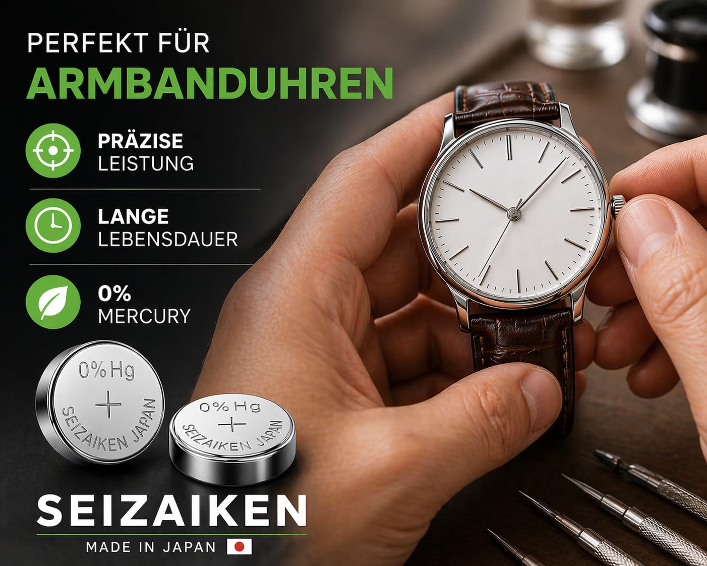 303 SR44SW Uhrenbatterie - 10 Stück – Silberoxid 1,55V Knopfzelle – Seiko Original – kompatibel mit SR44 303 SR44SW - für Armbanduhren & kleine Elektronik